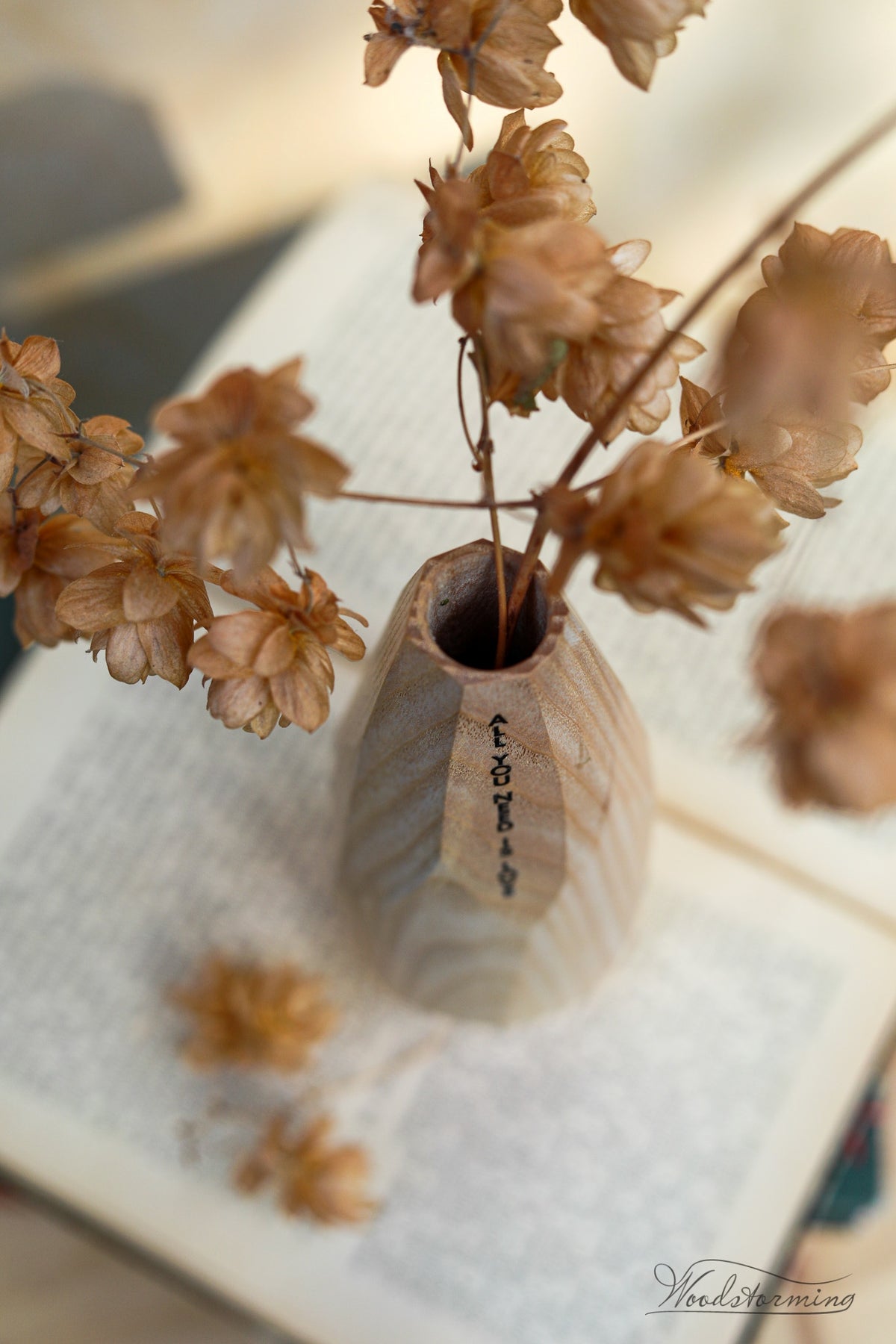 Unique holiday gift, minimalist flower vase, table centerpiece, personalized wood vase inspirational gift, spiritual gift, unisex gift