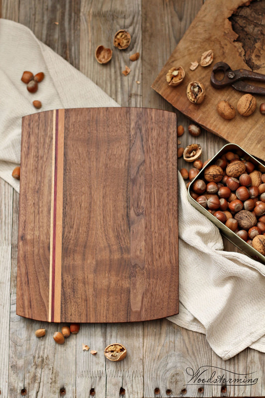 Walnut Serving Board | Beech, Amaranth & Ash Inlays