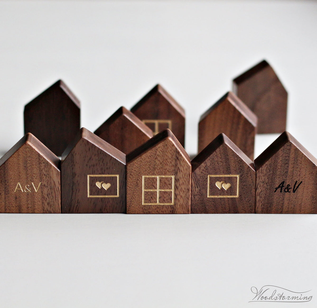 Personalized House-Shaped Wooden Ring Box