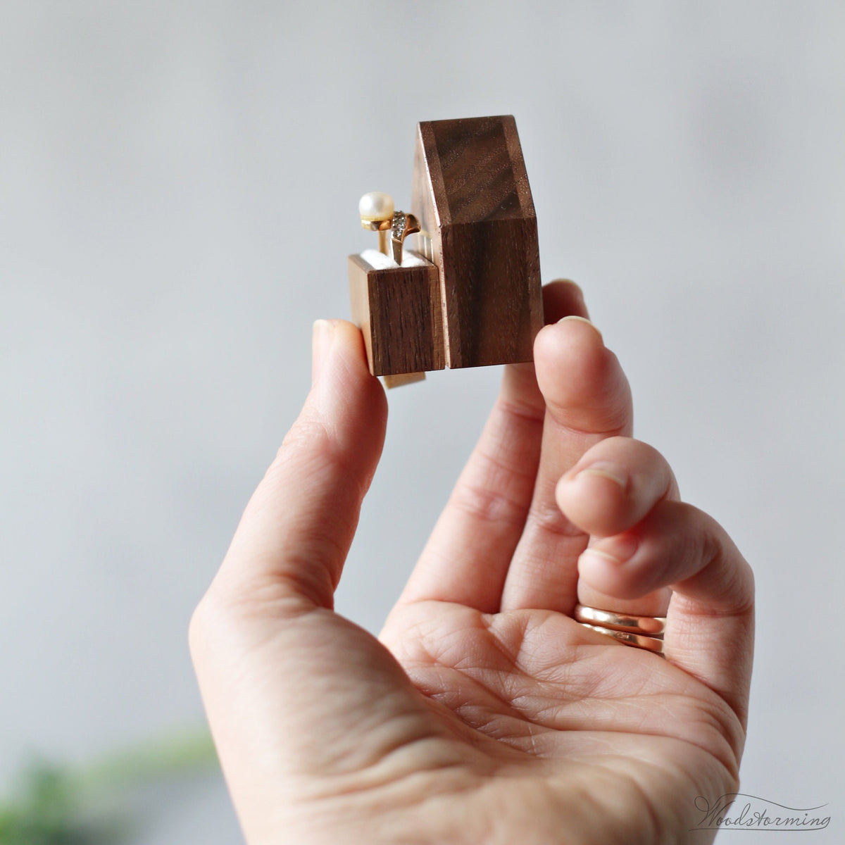 Personalized House-Shaped Wooden Ring Box