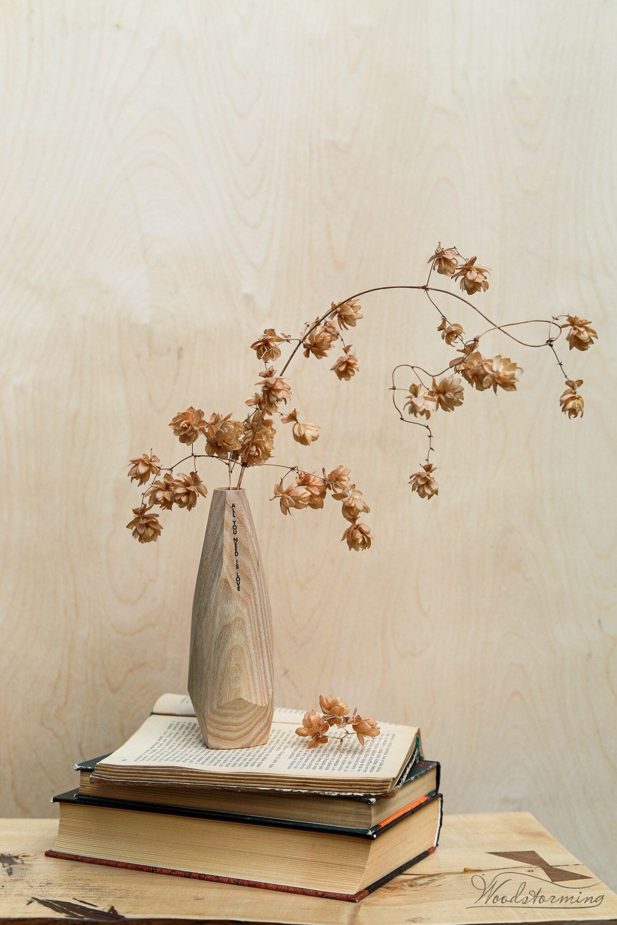 Unique holiday gift, minimalist flower vase, table centerpiece, personalized wood vase inspirational gift, spiritual gift, unisex gift