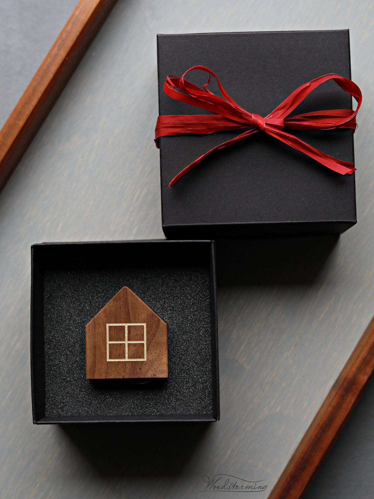Personalized House-Shaped Wooden Ring Box